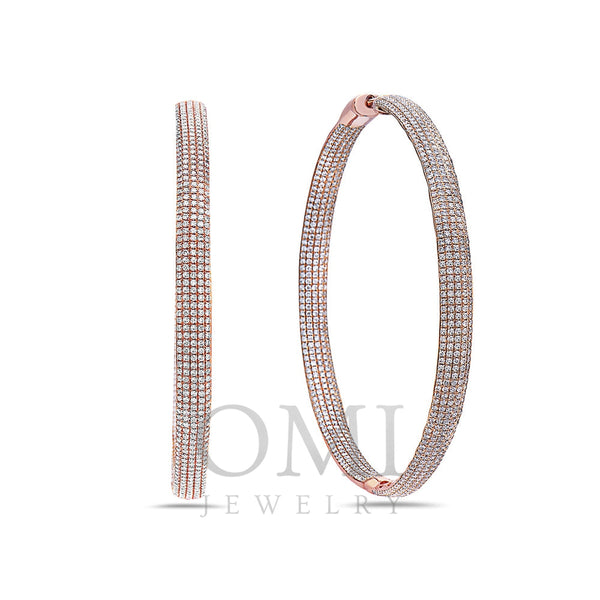 18K Rose Gold Ladies Earrings With Round Shaped Diamonds