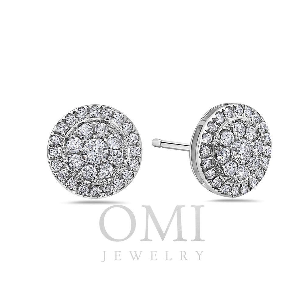 14K White Gold Ladies Earrings With 1.07 CT Diamonds
