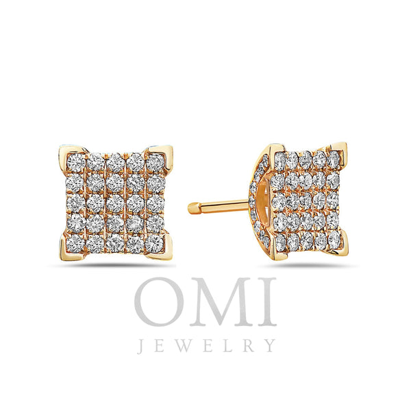 14K Yellow Gold Ladies Earrings With 1.21 CT Diamonds