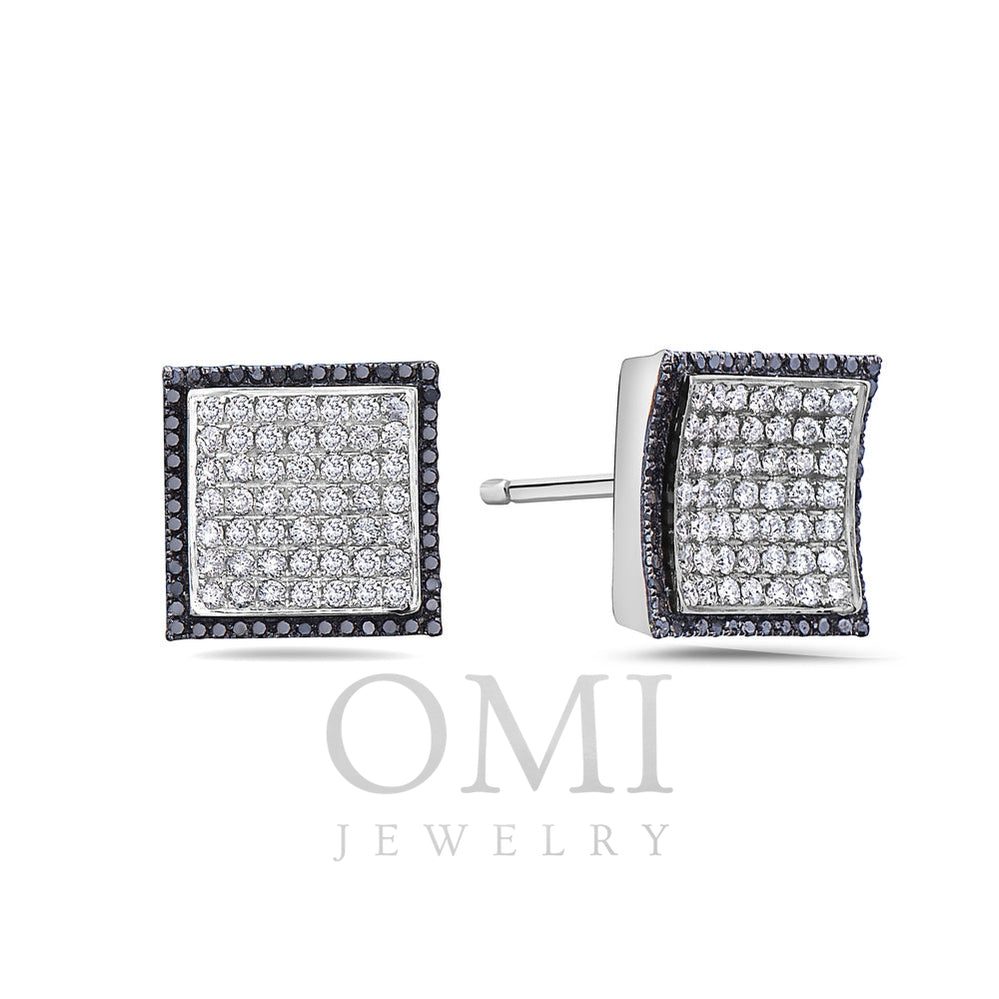 14K White Gold Ladies Earrings With Round Shaped Diamonds