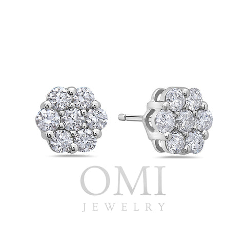 14K White Gold Ladies Earrings With 0.78 CT Diamonds