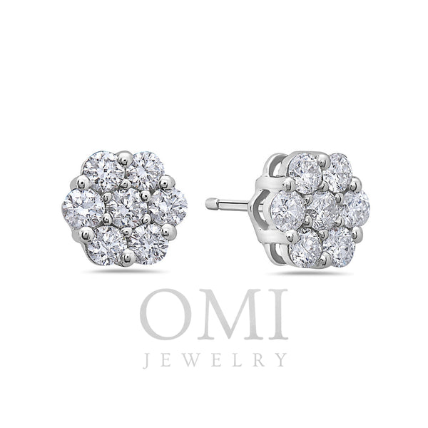 14K White Gold Ladies Earrings With 0.78 CT Diamonds