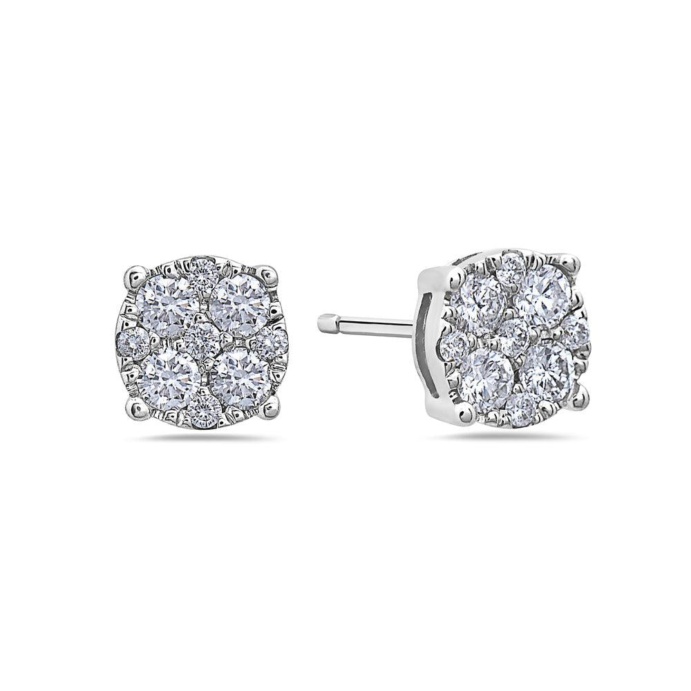 14K White Gold Ladies Earrings With 0.50 CT Diamonds