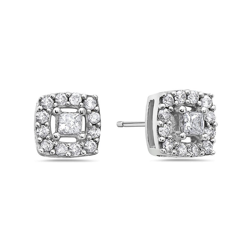 10K White Gold Diamond Earrings 0.75 CT