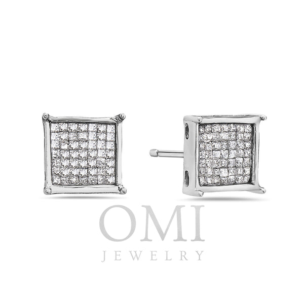 14K White Gold Earrings With Round Shaped Diamonds