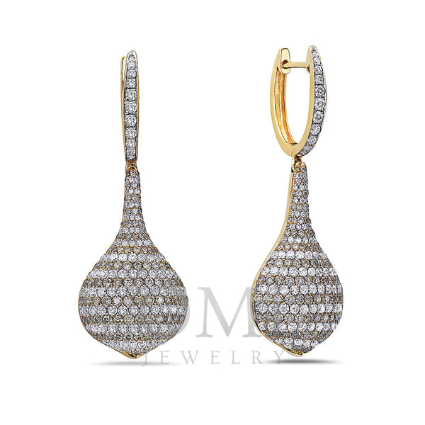 18K Yellow Gold Ladies Earrings With 5.41 CT Diamonds