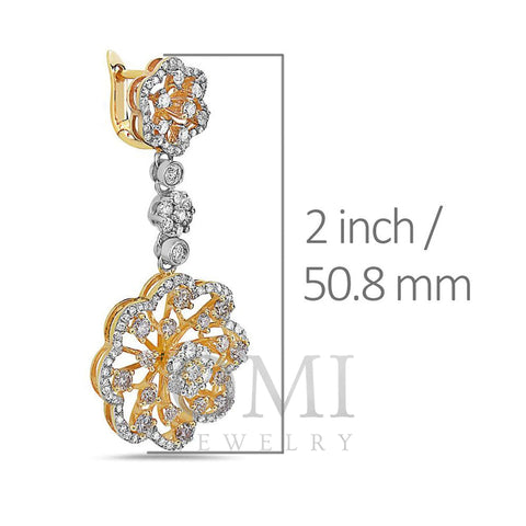 18K Yellow Gold Ladies Earrings With 2.98 CT Diamonds