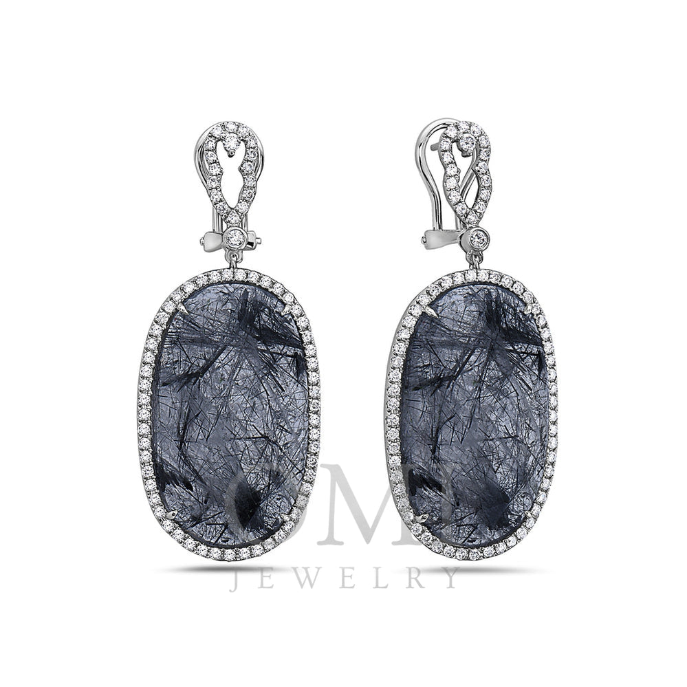 18K White Gold Ladies Earrings With Round Shaped Diamonds