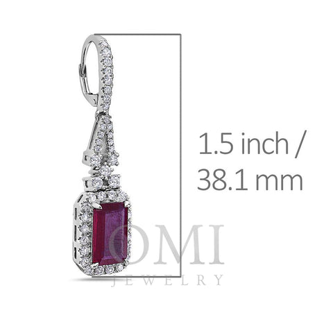 18K White Gold Ladies Earrings With White: 1.77 CTW Ruby: 5.68 CTW Diamonds