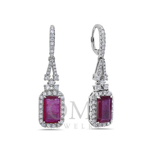 18K White Gold Ladies Earrings With White: 1.77 CTW Ruby: 5.68 CTW Diamonds