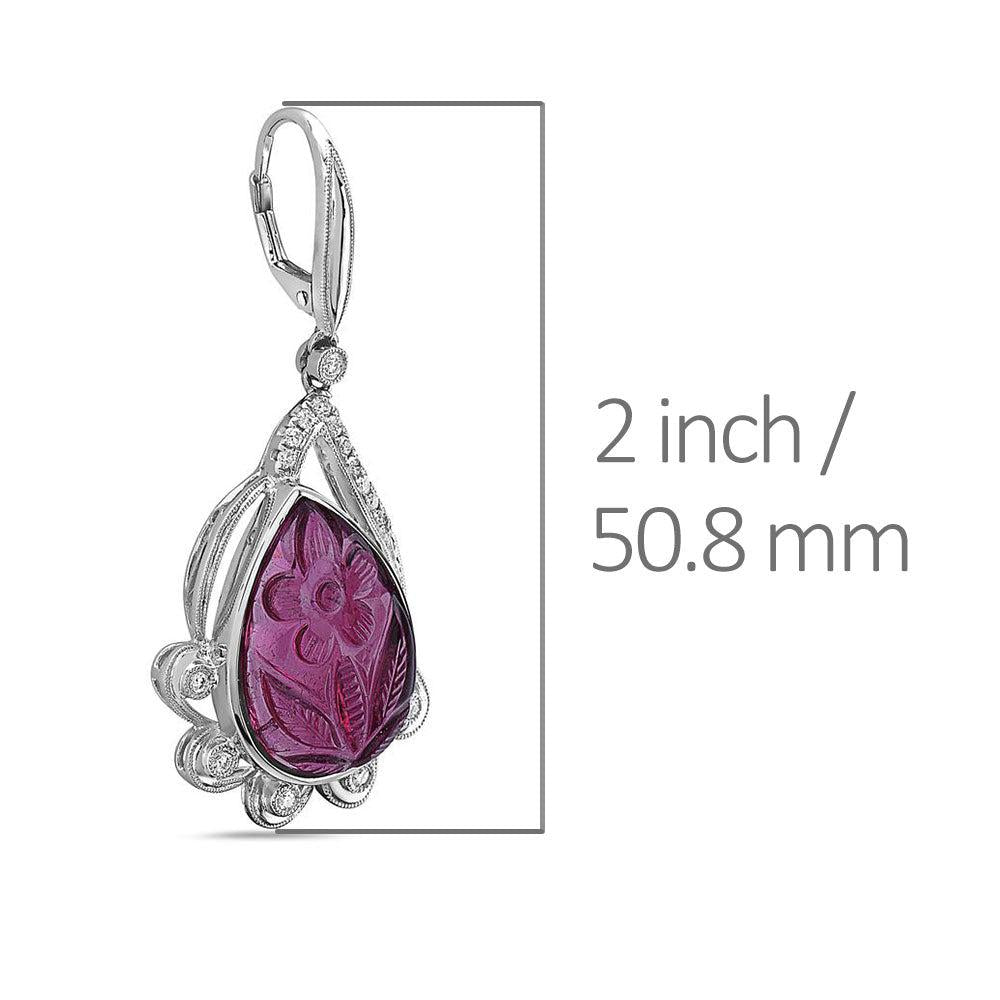 18K White Gold Ladies Earrings With Rubies And Diamonds