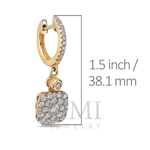 18K Yellow Gold Ladies Earrings With 1.04 CT Diamonds