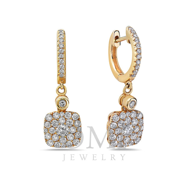 18K Yellow Gold Ladies Earrings With 1.04 CT Diamonds