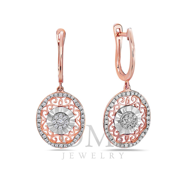 18K Rose Gold Ladies Earrings With 0.44 CT Diamonds