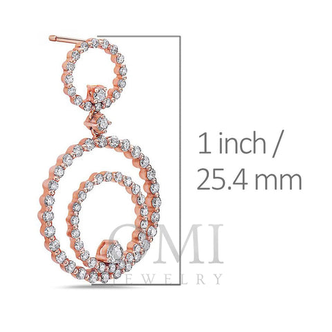 18K Rose Gold Ladies Earrings With 2.78 CT Diamonds