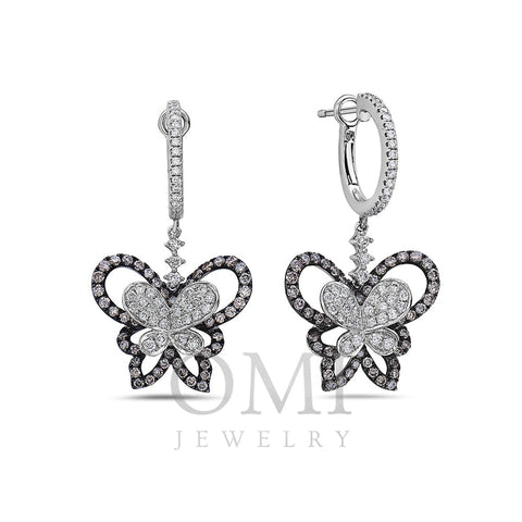 14K White Gold Ladies Earrings With 2.10 CT Diamonds