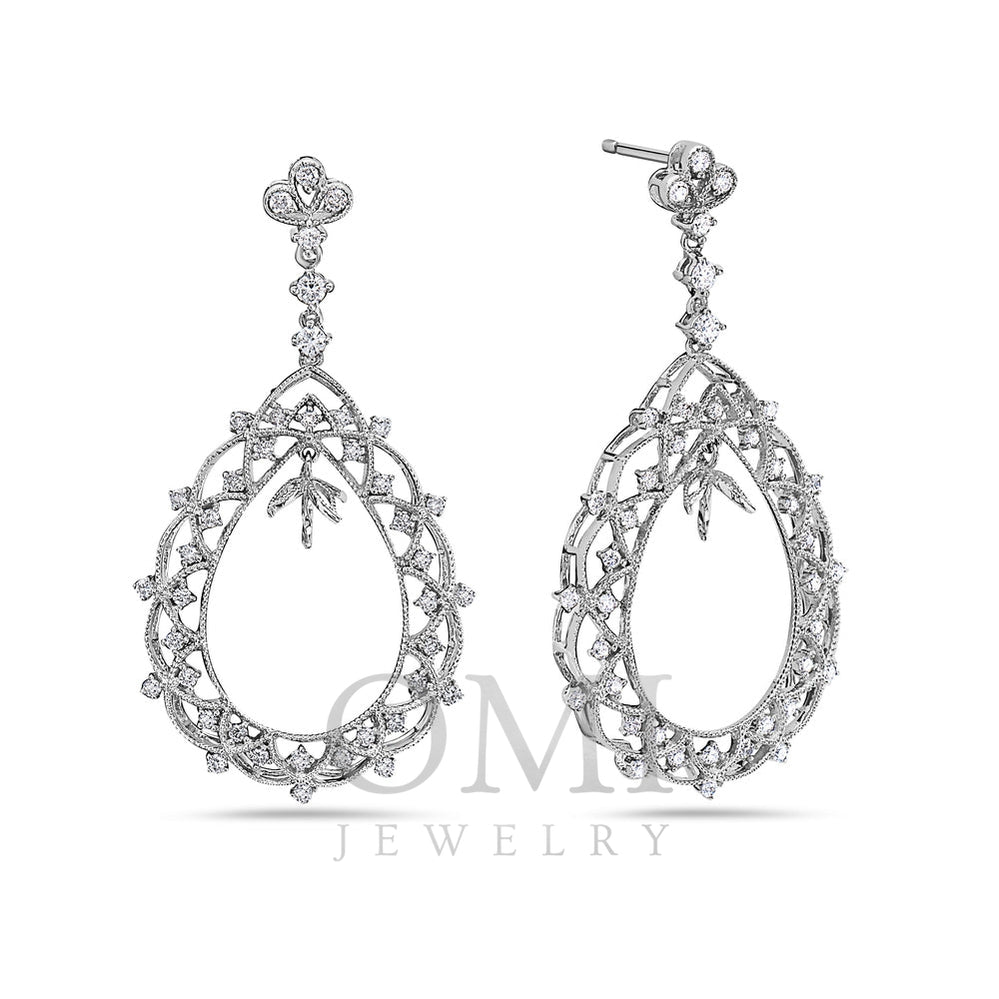18K White Gold Ladies Earrings With 1.00 CT Diamonds