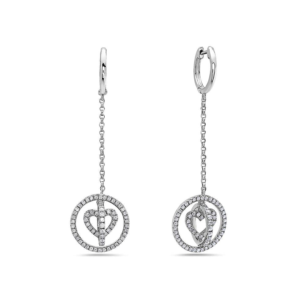18K White Gold Ladies Earrings With Round Shaped Diamonds