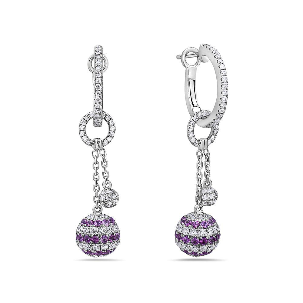 18K White Gold Ladies Earrings With Round Shaped Diamonds