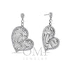 18K White Gold Ladies Heart Shaped  Earrings With Diamonds