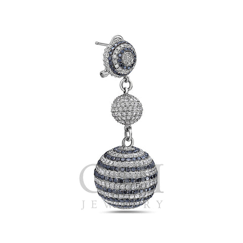 18K White Gold Ladies Sphere Shaped Earrings With Diamonds