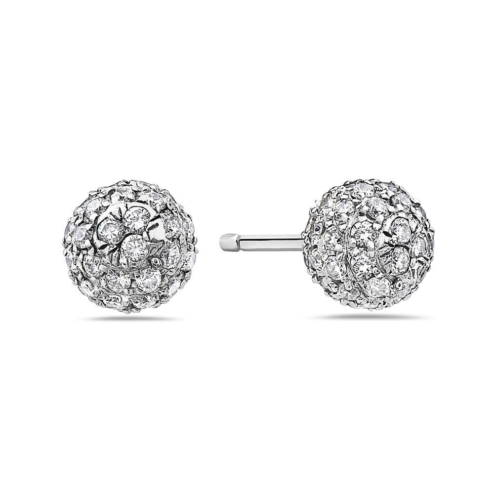 14K White Gold Ladies Earrings With Diamonds