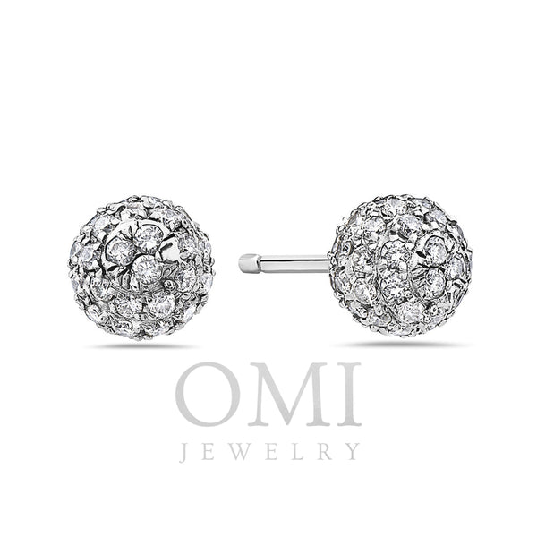 14K White Gold Ladies Earrings With Diamonds