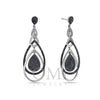 18K White Gold Ladies Earrings With White And Black Diamonds