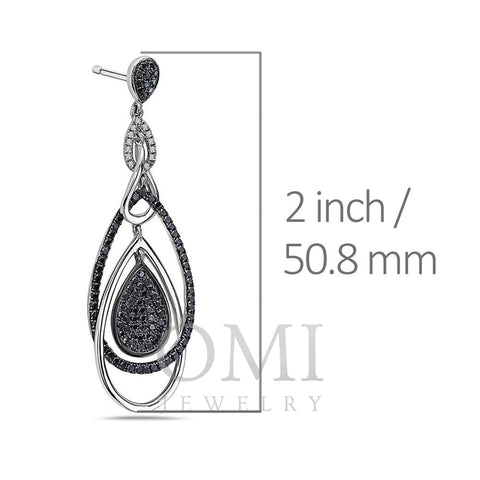 18K White Gold Ladies Earrings With White And Black Diamonds
