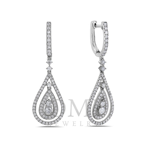 18K White Gold Ladies Earrings With White: 1.72 CTW Diamonds