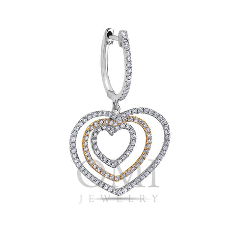 18K White Gold Ladies Heart Shaped  Earrings With White Diamonds