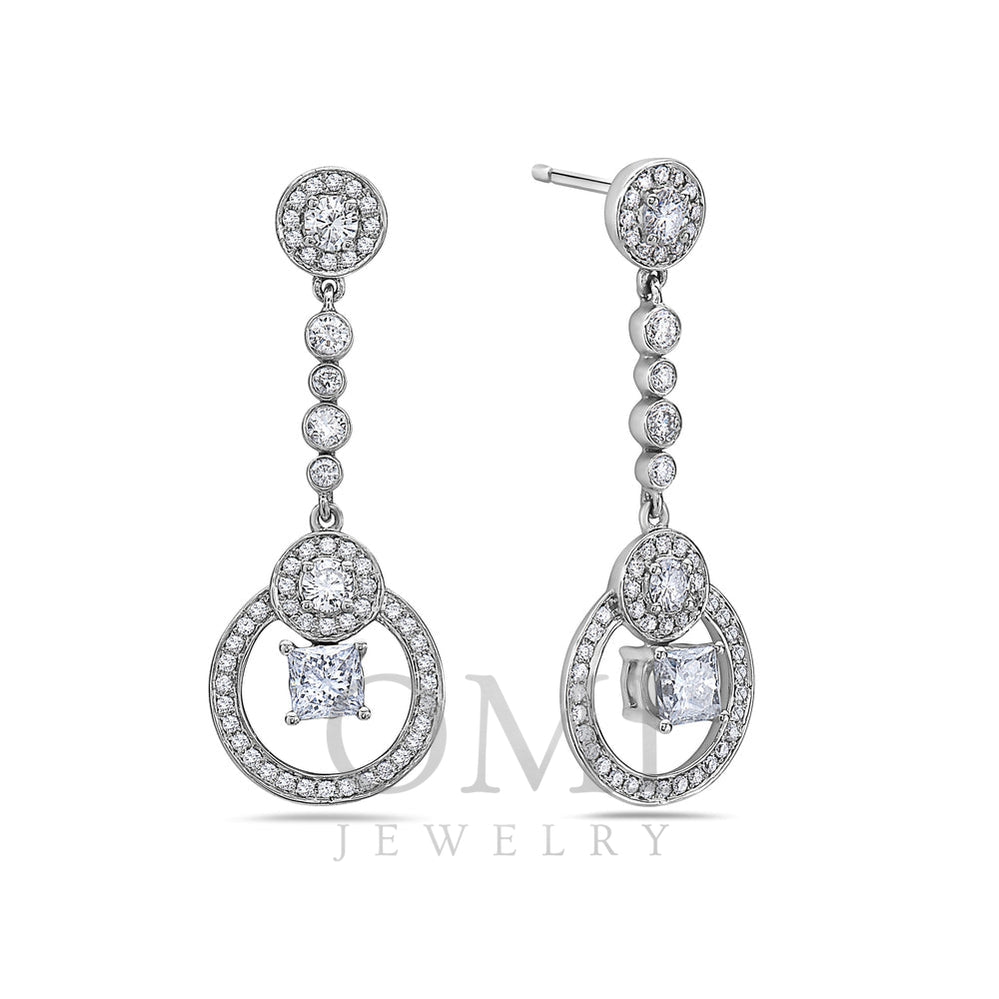 18K White Gold Ladies Earrings With 1.40 CT Diamonds