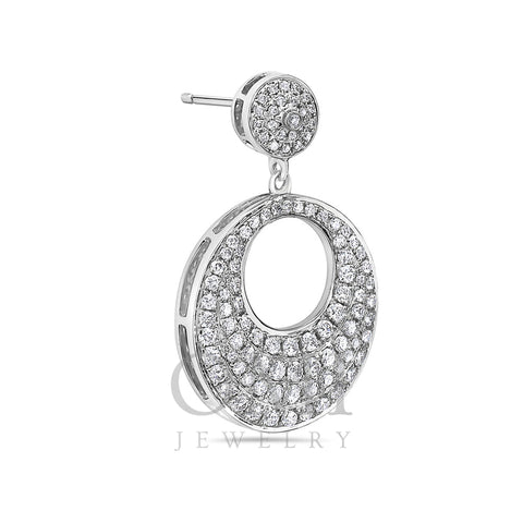 18K White Gold Round Shaped Ladies Earrings With Diamonds