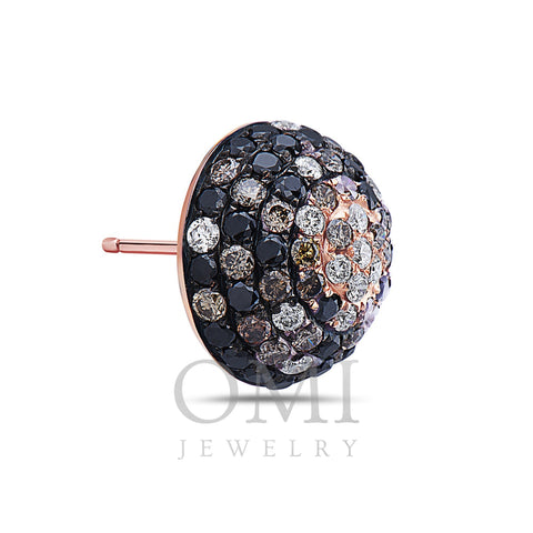 18K Rose Gold Half Sphere Shaped  Ladies Earrings With  Diamonds