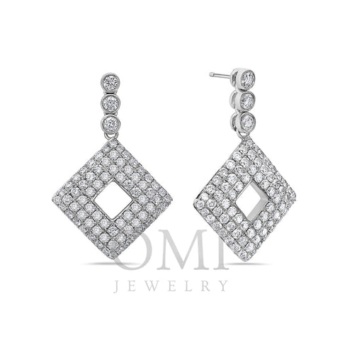 14K White Gold Ladies Earrings With 2.95 CT Diamonds