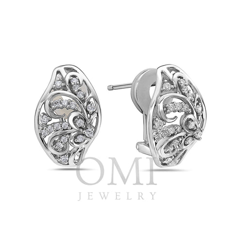 18K White Gold Ladies Earrings With 0.45 CT Diamonds