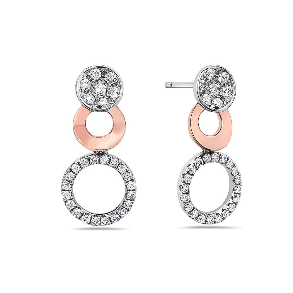 18K WHITE GOLD ROUND DIAMOND DROP EARRINGS 0.52 CTW