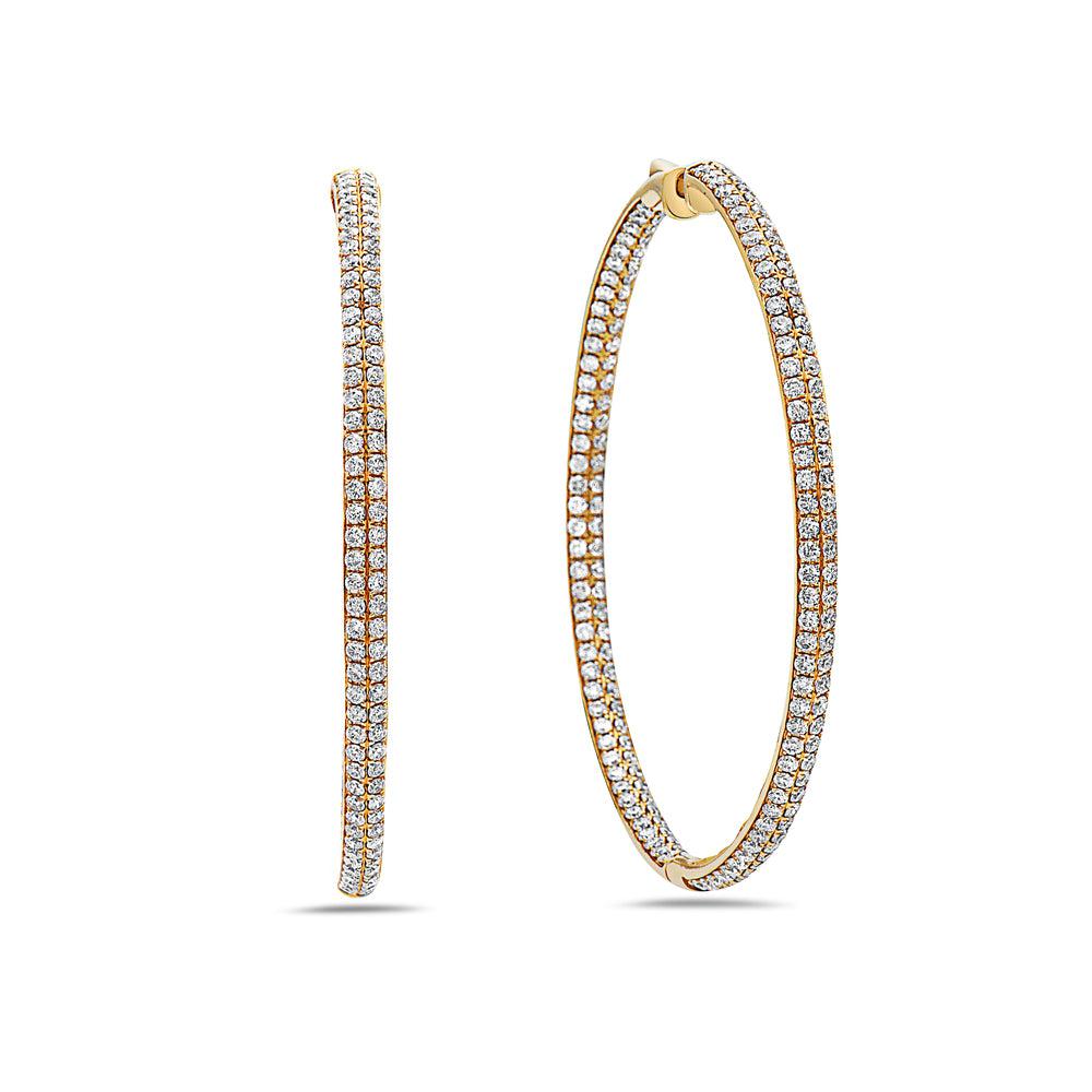 18K YELLOW GOLD DIAMOND LADIES HOOP EARRINGS 4.25 CTW