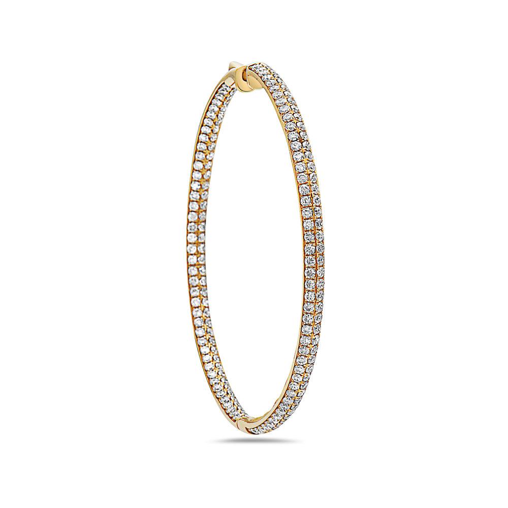 18K YELLOW GOLD DIAMOND LADIES HOOP EARRINGS 4.25 CTW