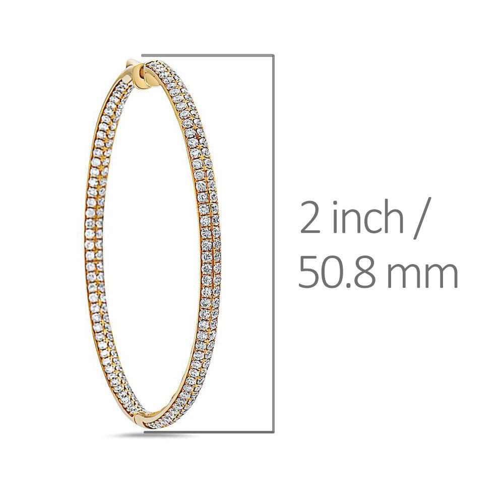 18K YELLOW GOLD DIAMOND LADIES HOOP EARRINGS 4.25 CTW