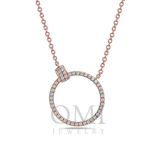 18K Rose Gold Women's Necklace With 0.48 CT Diamonds