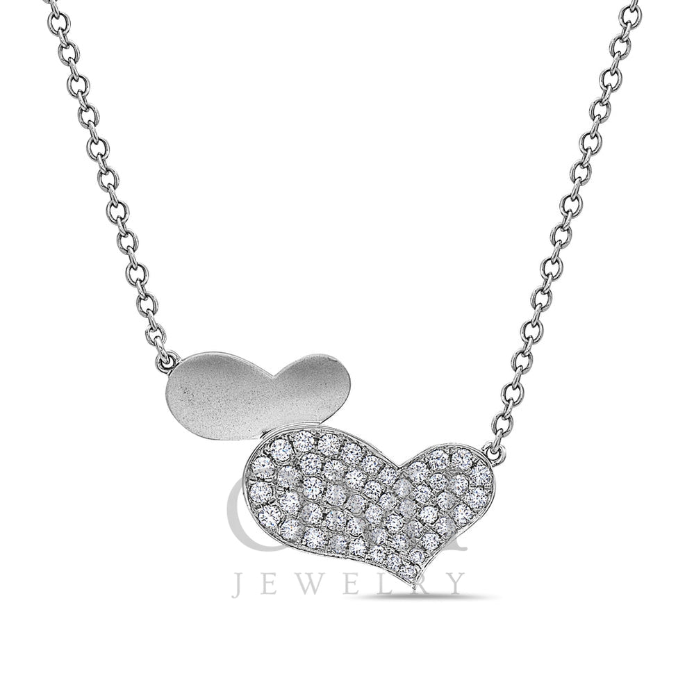 18K White Gold Hearts Women's Necklace With 0.54 CT Diamonds