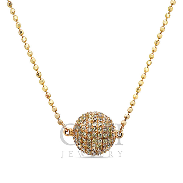 18K Yellow Gold Fireball Women's Necklace With 0.18 CT Diamonds