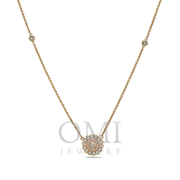 18K Yellow Gold Mandala Women's Necklace With 0.47 CT Diamonds