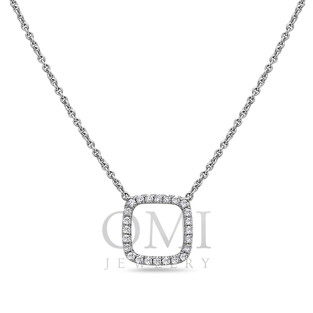 18K White Gold Square-Shaped Floating Women's Necklace With 0.18 CT Diamonds