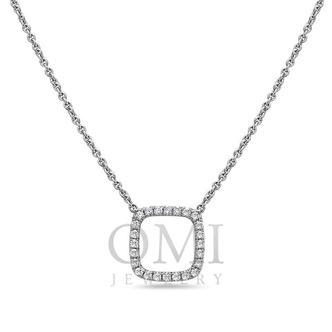 18K White Gold Square-Shaped Floating Women's Necklace With 0.18 CT Diamonds