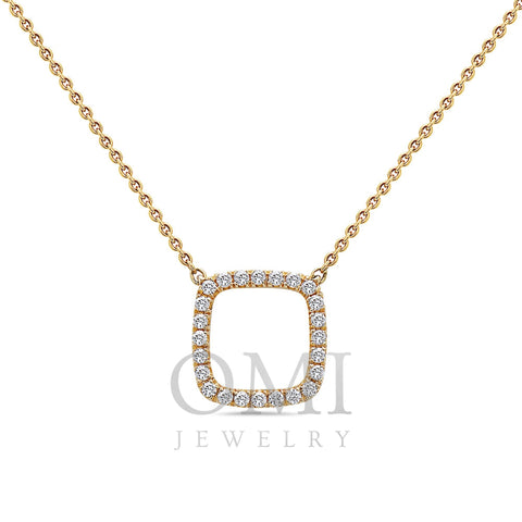18K Yellow Gold Square-Shaped Floating Women's Necklace With 0.19 CT Diamonds