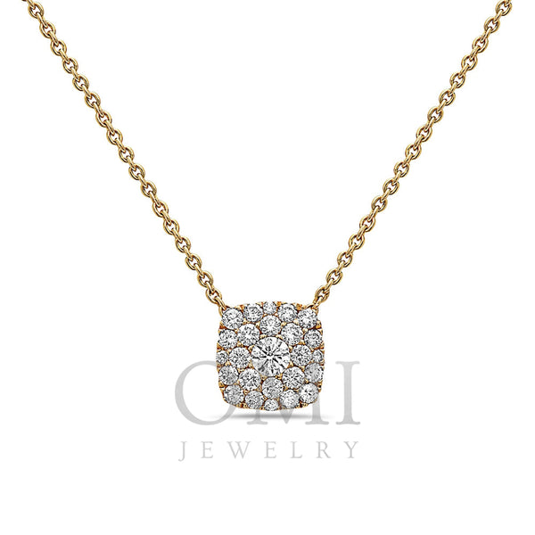 18K Yellow Gold Square Women's Necklace With 0.51 CT Diamonds
