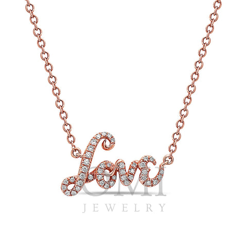18K Rose Gold Love Women's Necklace With 0.20 CT Diamonds