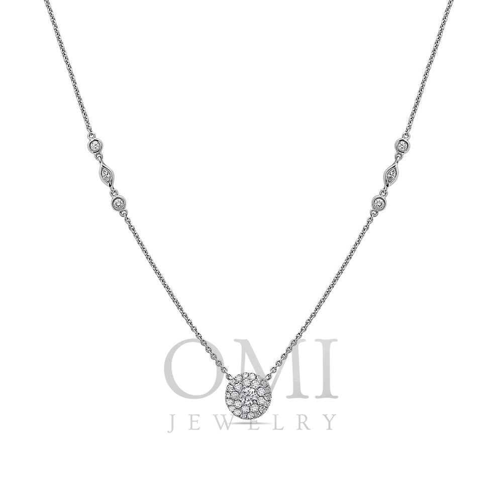 18K White Gold Disk Women's Necklace With 0.86 CT Diamonds